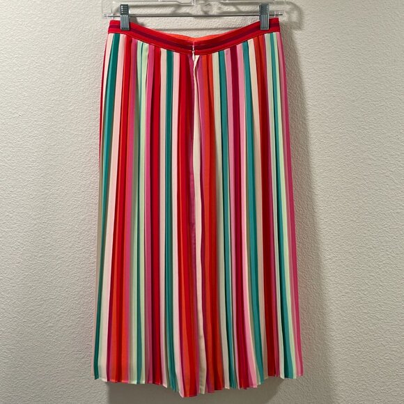 J. CREW "Sunburst" Watermelon (Rainbow) Vertical Stripe Pleated Skirt - 0/XS/S - Picture 4 of 10